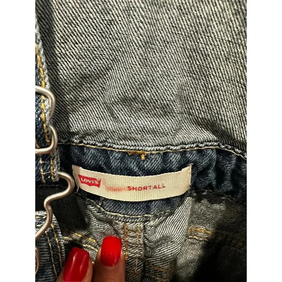 LEVI'S Girls Blue Reg Denim Shortalls Overalls Size L 12/14 - Picture 5 of 7